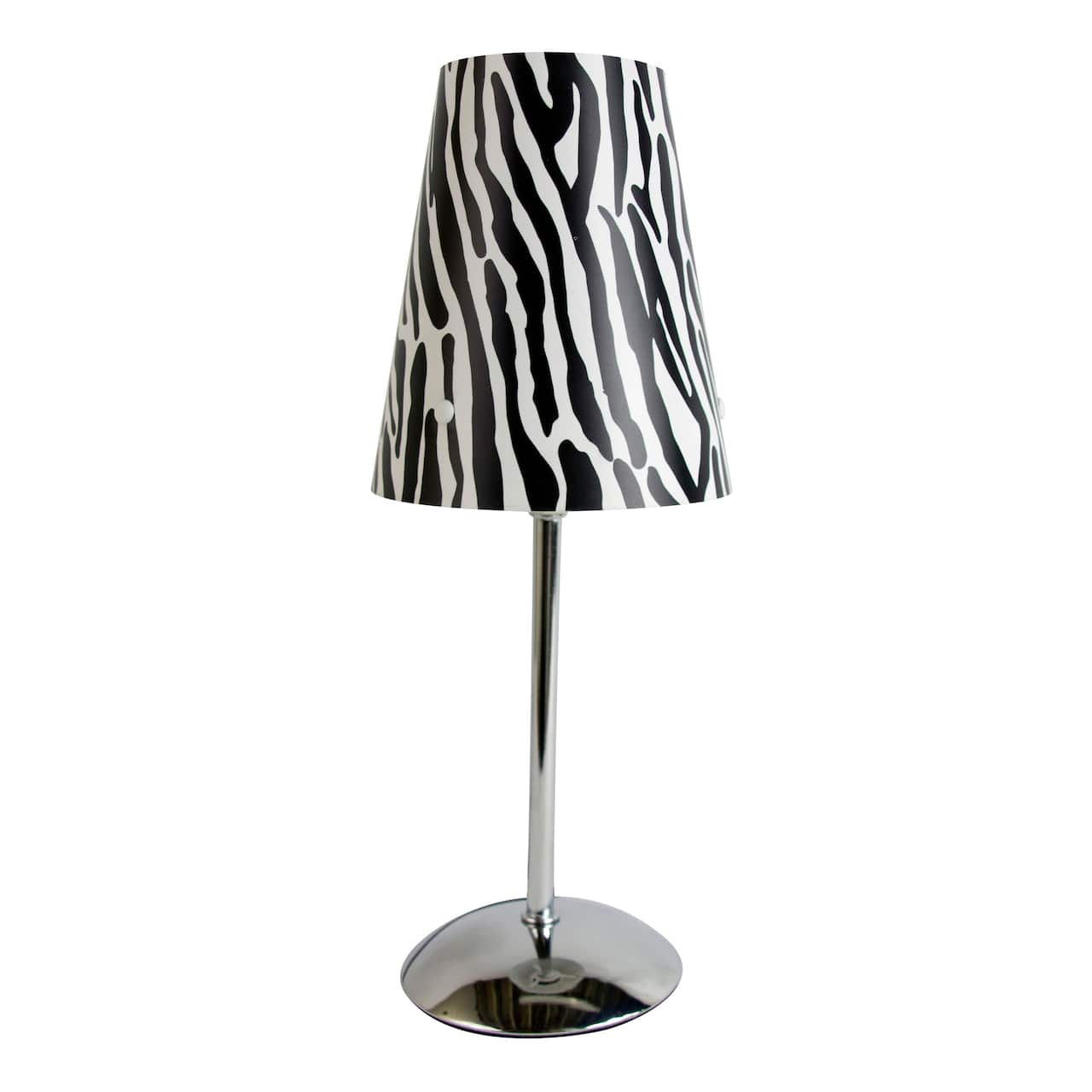 LimeLights 12.5" Silver Plastic Zebra Print Table Lamp